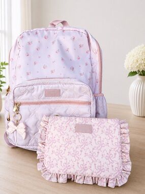 LoveShackFancy Backpack and Bow Flat Zip Pencil Case Set